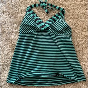 dark blue and teal tankini top (removable pads)